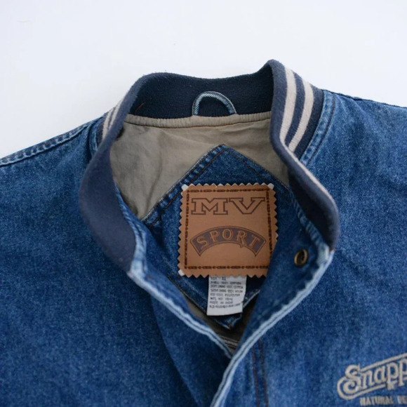 Vintage MV Sport Snapple Blue Denim & Canvas Button Up Bomber Jacket  Size XL - Picture 11 of 14